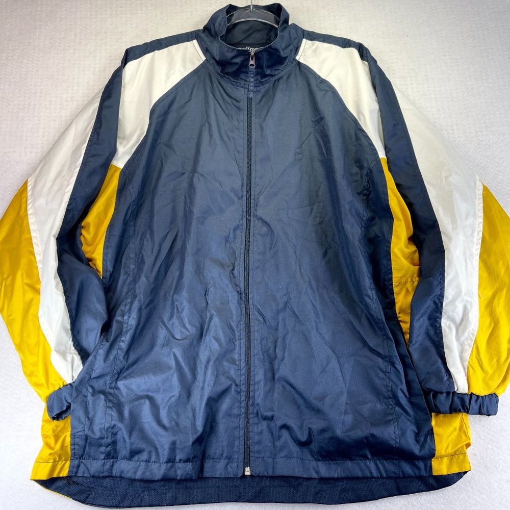 Vintage AEROLINE Mens M Blue Yellow Track Jacket Pockets Mesh Lined Y2K 90s 80a